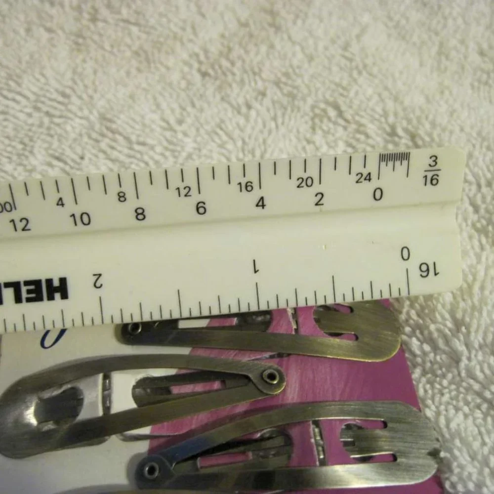 6 Goody Sara Beth Metal Contour Hair Snap Clips Brushed Metal Painted Pink Blue
